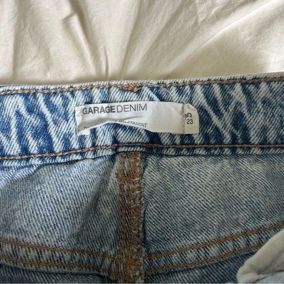 Garage Blue Straight Leg High Rise Distressed Jeans - Picture 2 of 7